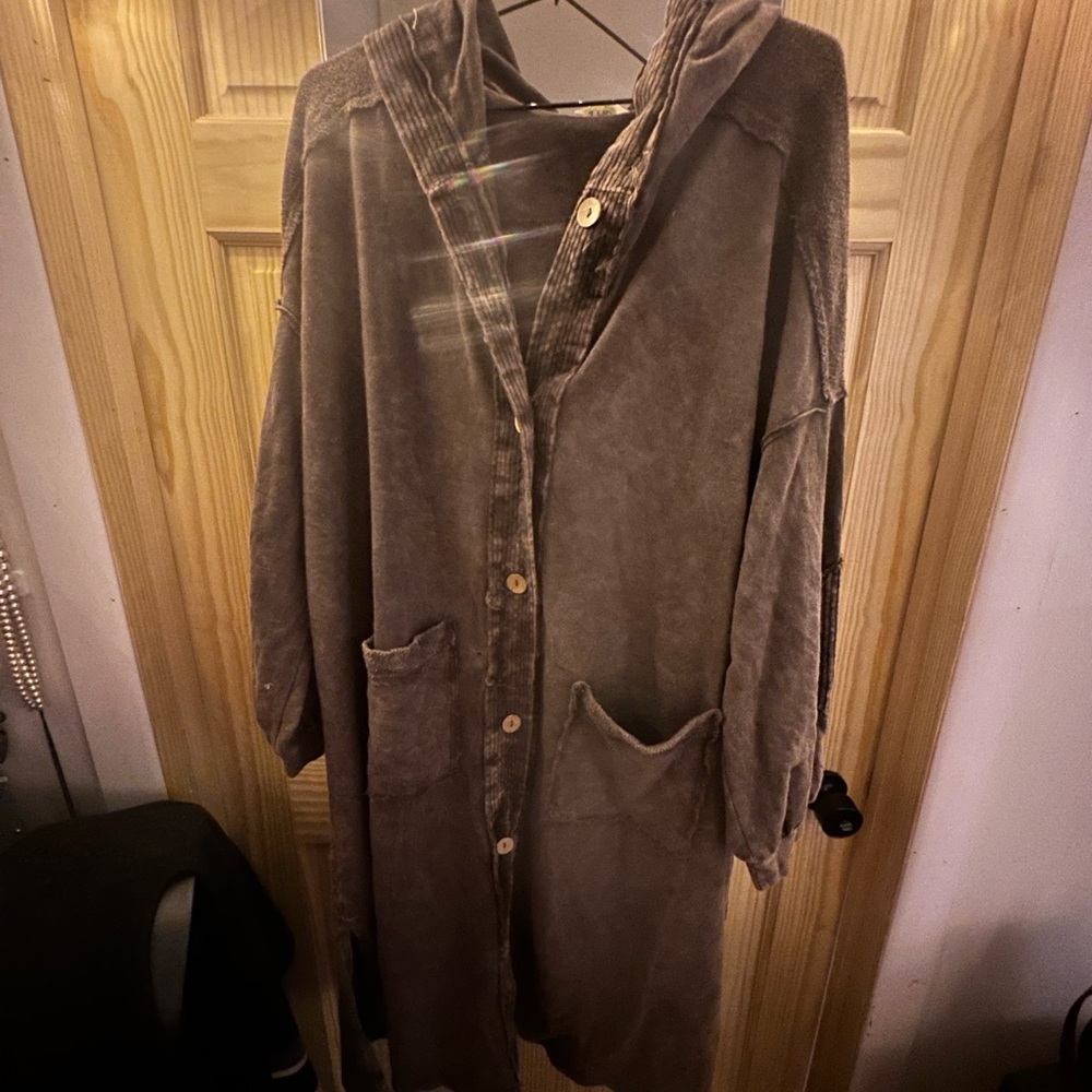 NWOT Women's Casual Hooded Button-Up Jacket in Brown